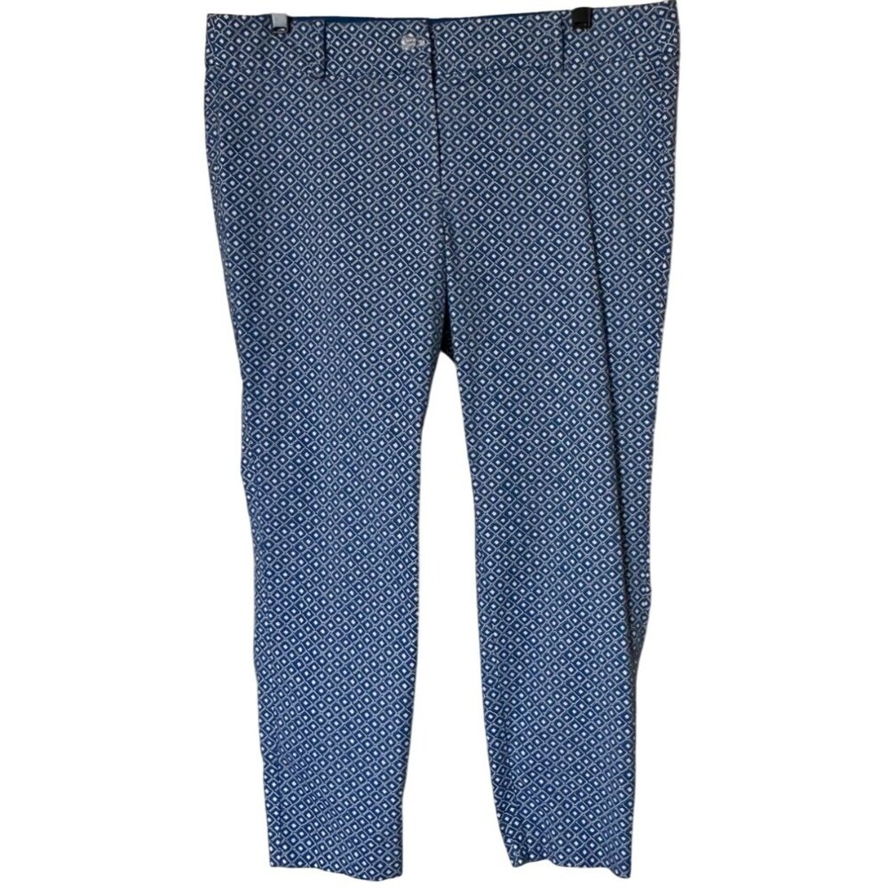 Women's Ann Taylor Carnegie Crop Pants Geometric Pattern Waist Size 36"/XL